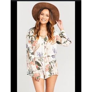 Show Me Your‎ Mumu Red Rocks Romper XS Enchanted Florist Long Sleeve